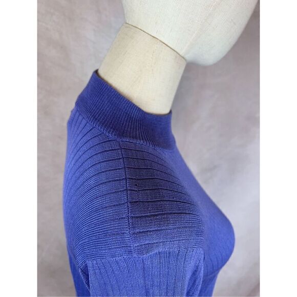 Vintage 90s Purple Pure Silk Ribbed Top Bill Blass - Picture 5 of 7